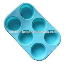 FDA Easy Washing Food Grade Silicone 6Cup Muffin Cupcake Cake Liners Panneau à pâtisserie Moule à glace Silicone Flexible Baking Muffin Pan